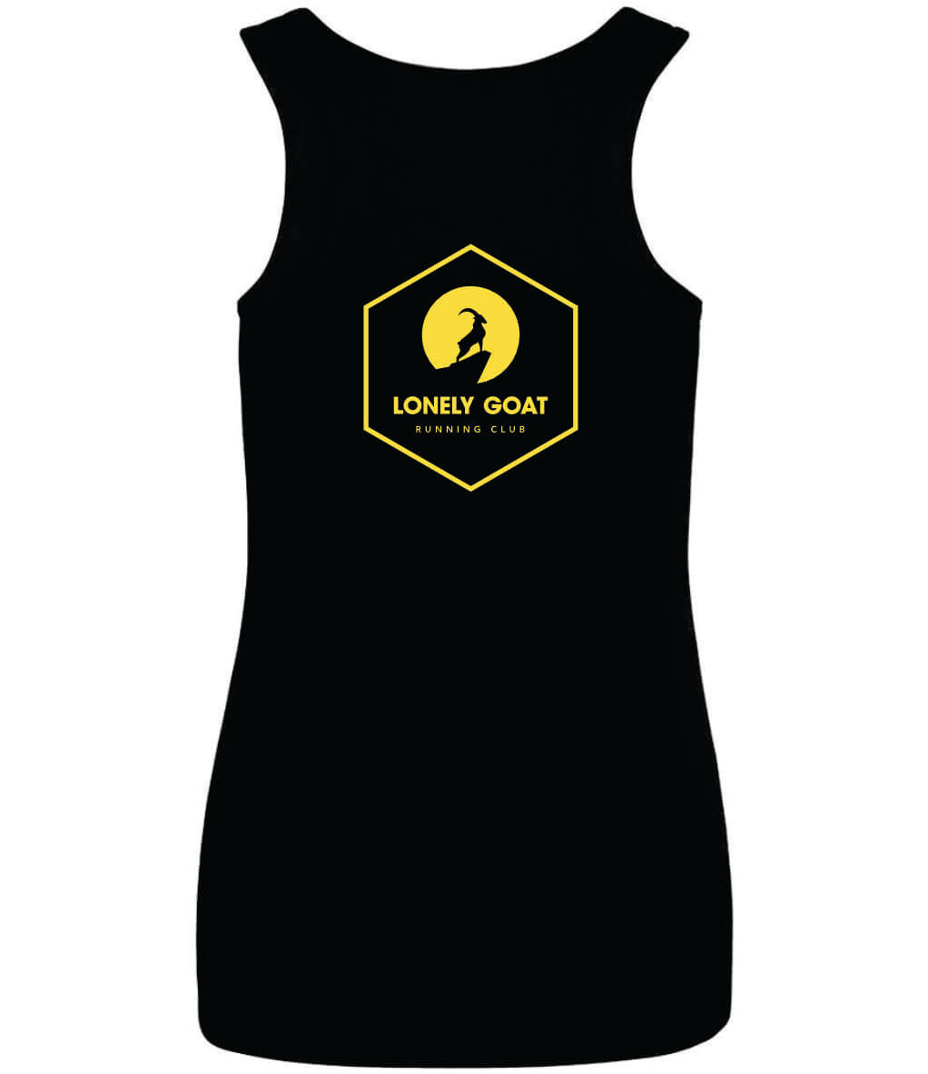 LONELY GOAT - LADIES BLACK CORE VEST BACK - YELLOW LOGO
