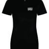 LONELY GOAT - LADIES BLACK TRAINING T-SHIRT FRONT - WHITE LOGO