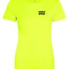 LONELY GOAT - LADIES ELECTRIC YELLOW TRAINING T-SHIRT FRONT - BLACK LOGO