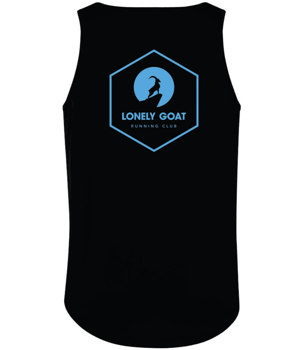 LONELY GOAT - MENS BLACK CORE VEST BACK - BLUE LOGO
